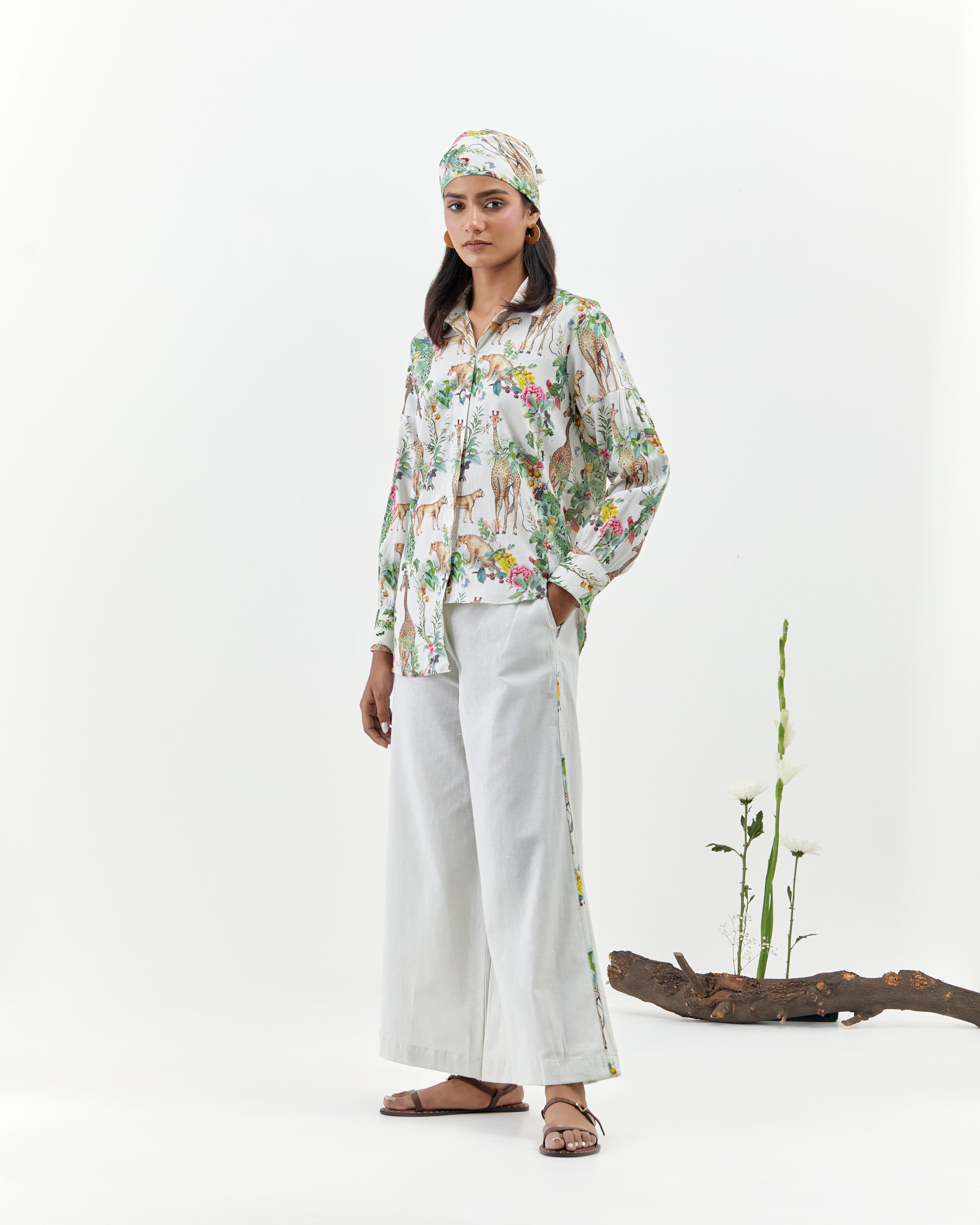 Ivory Safari Printed Asymmetric Savannah Co-Ord Set
