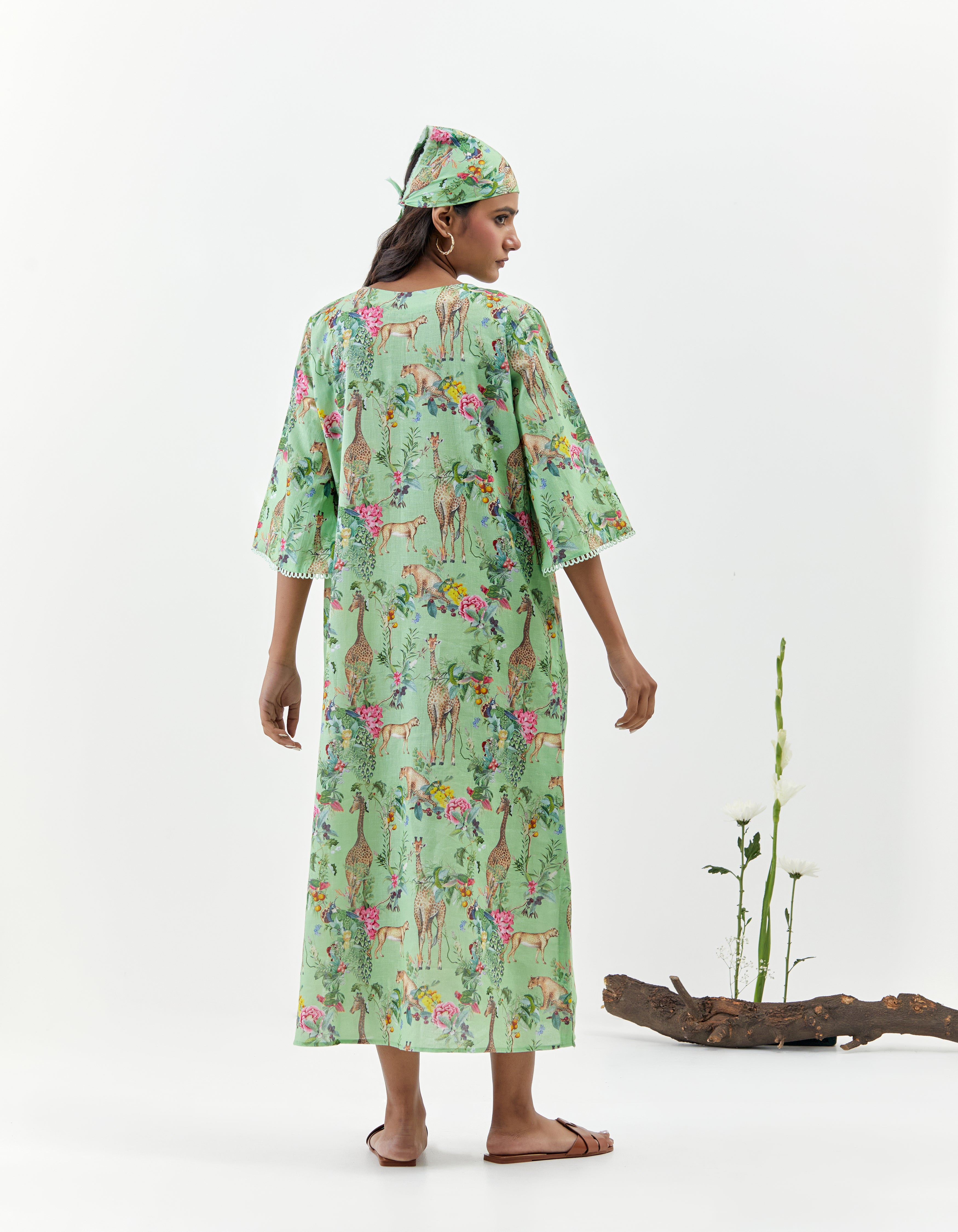 Green Kaftan Side Slit Savannah Dress