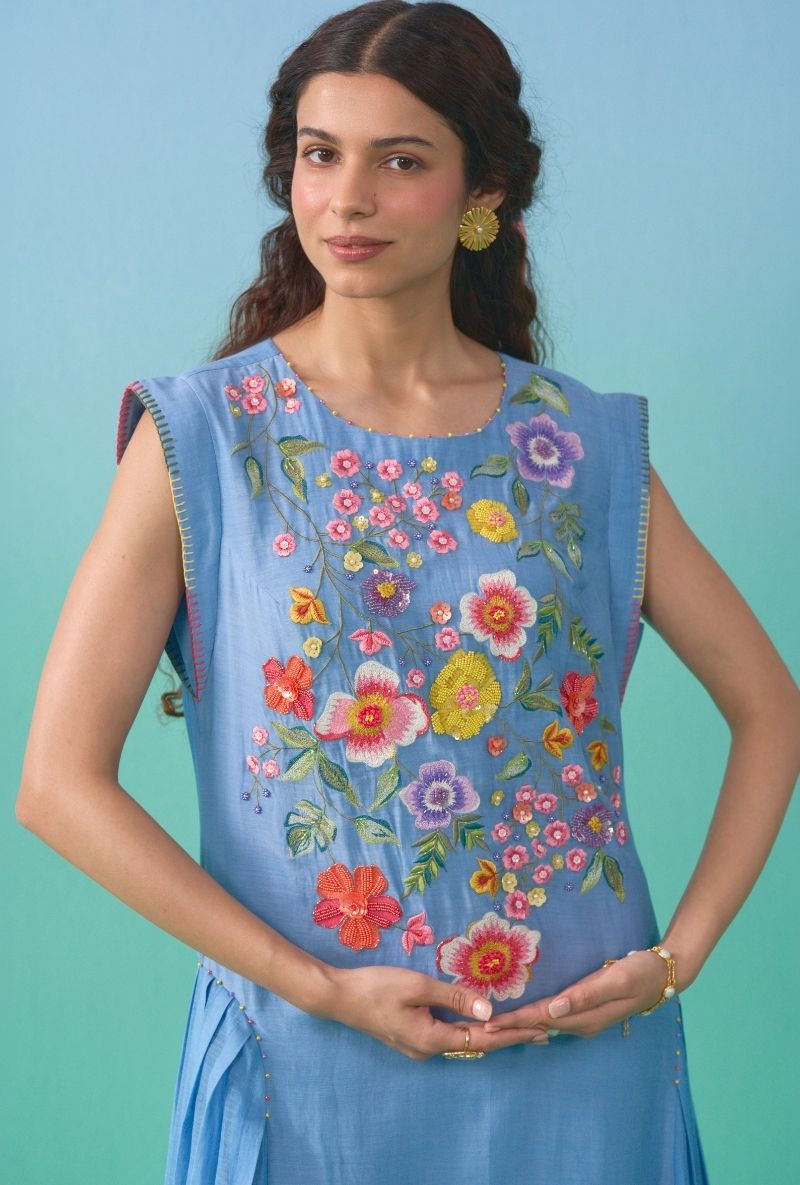 embroidered yoke shift dress Boden Women's Pia Linen Blend Yoke Dress in Pink