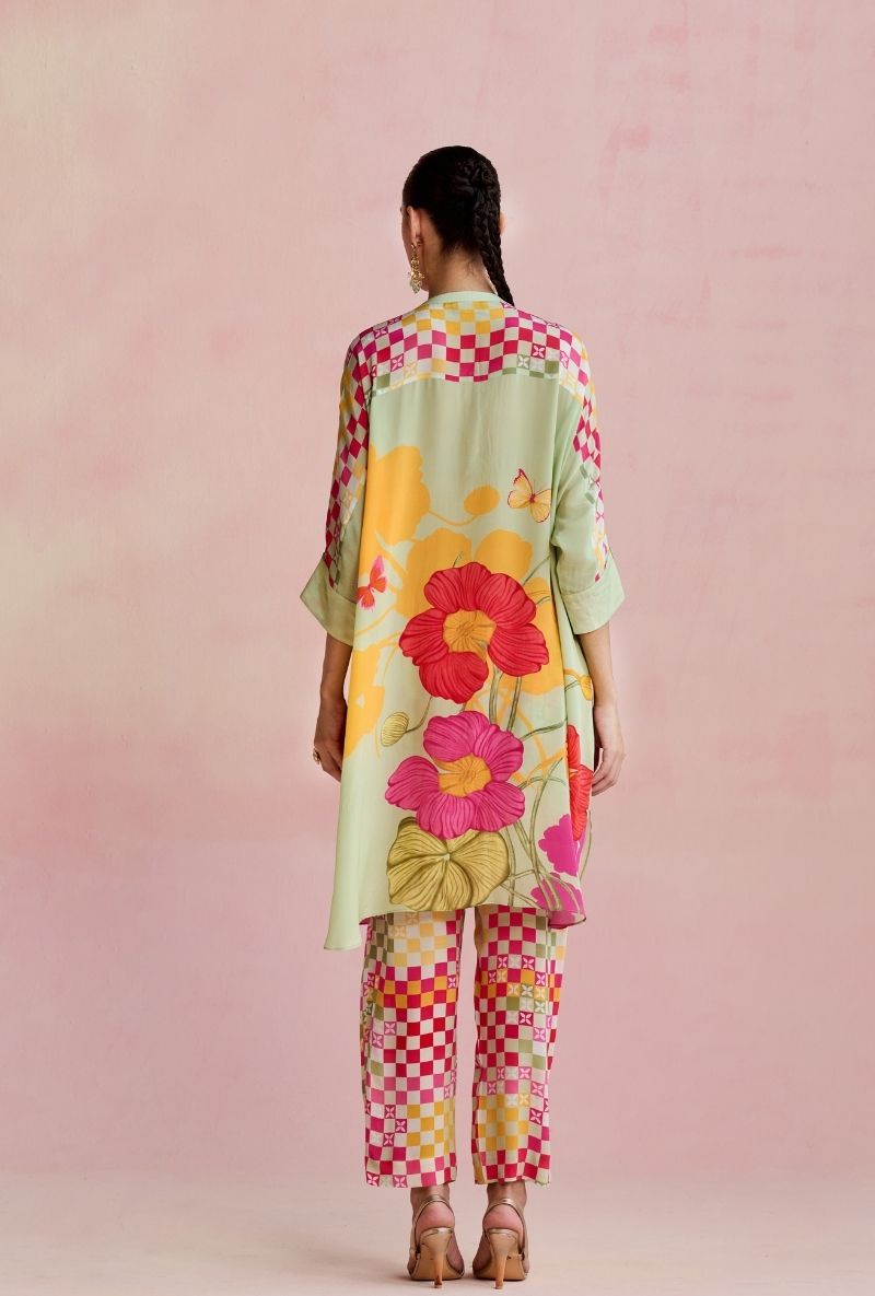 Green Big Flower Motifs Amara Co-Ord Set