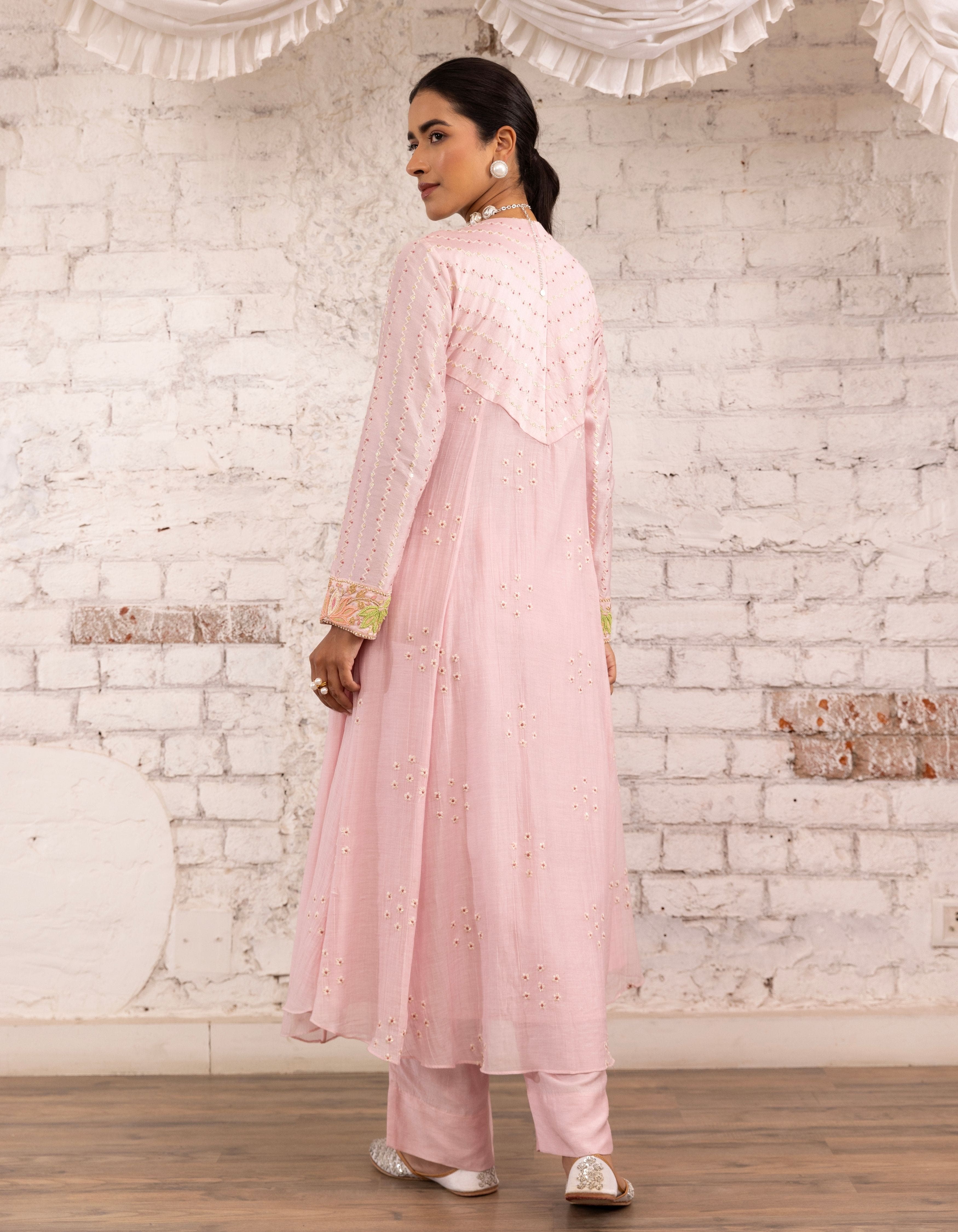 Pink Lotus Yoke Noor Anarkali Kurta Set