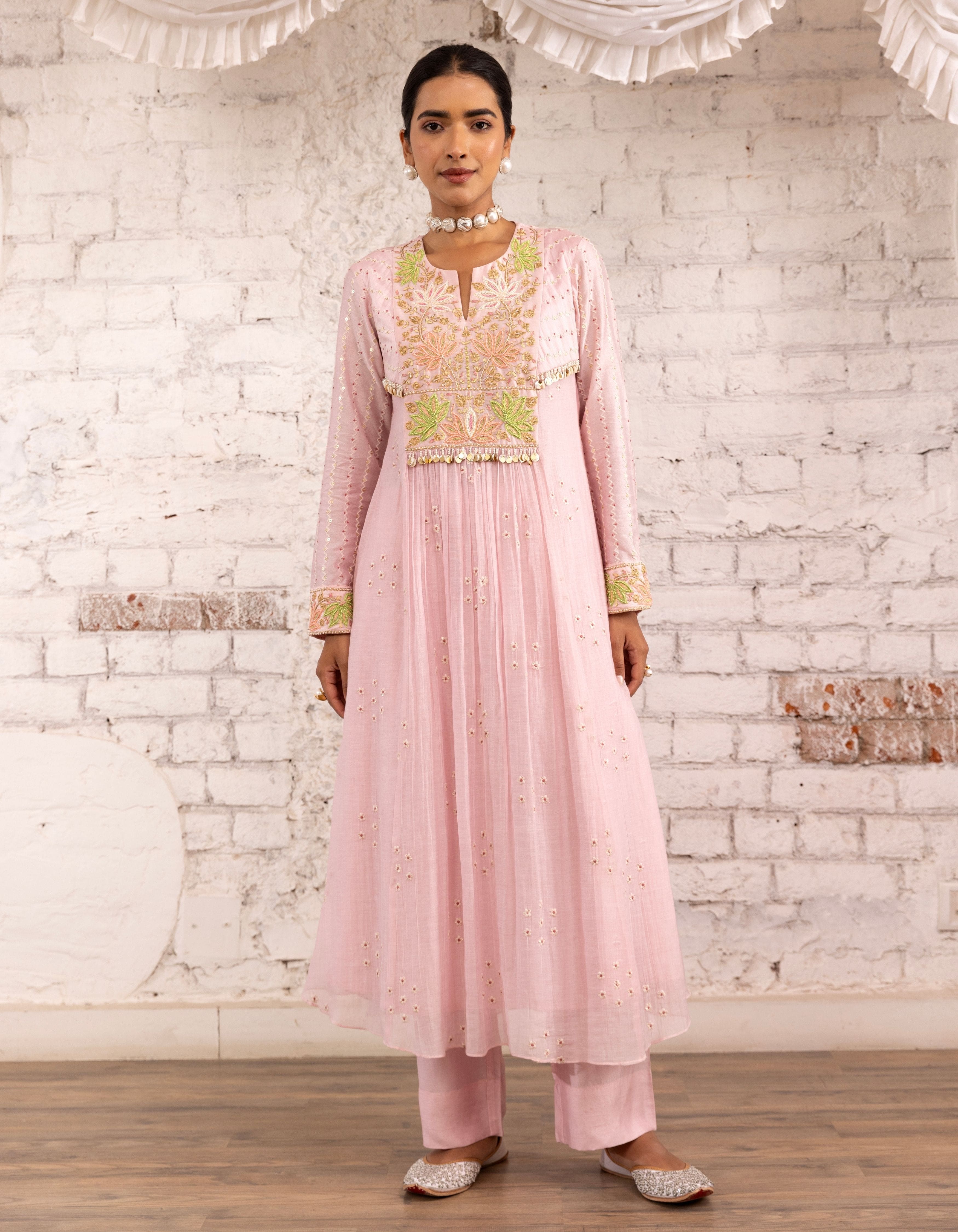 Pink Lotus Yoke Noor Anarkali Kurta Set