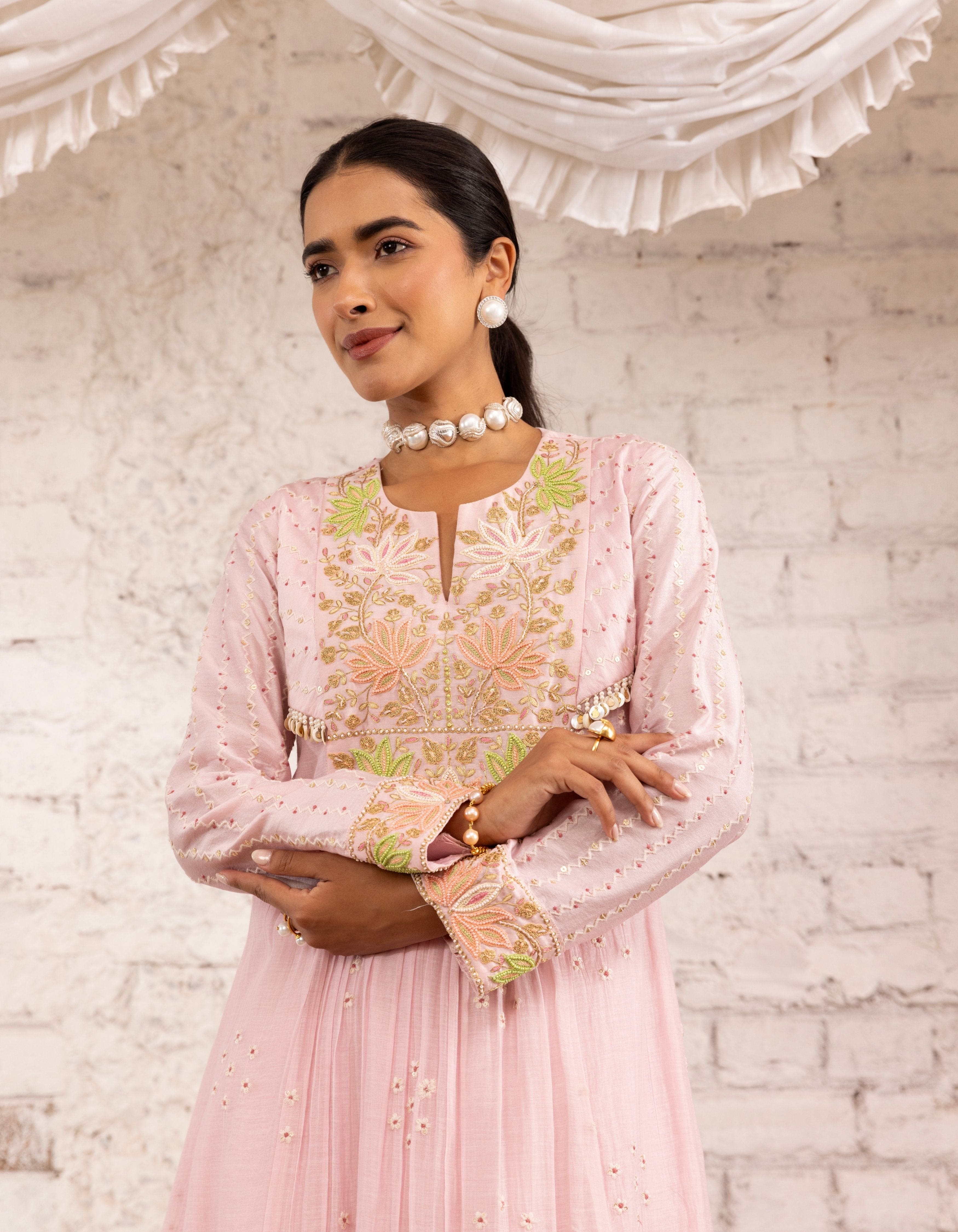 Pink Lotus Yoke Noor Anarkali Kurta Set