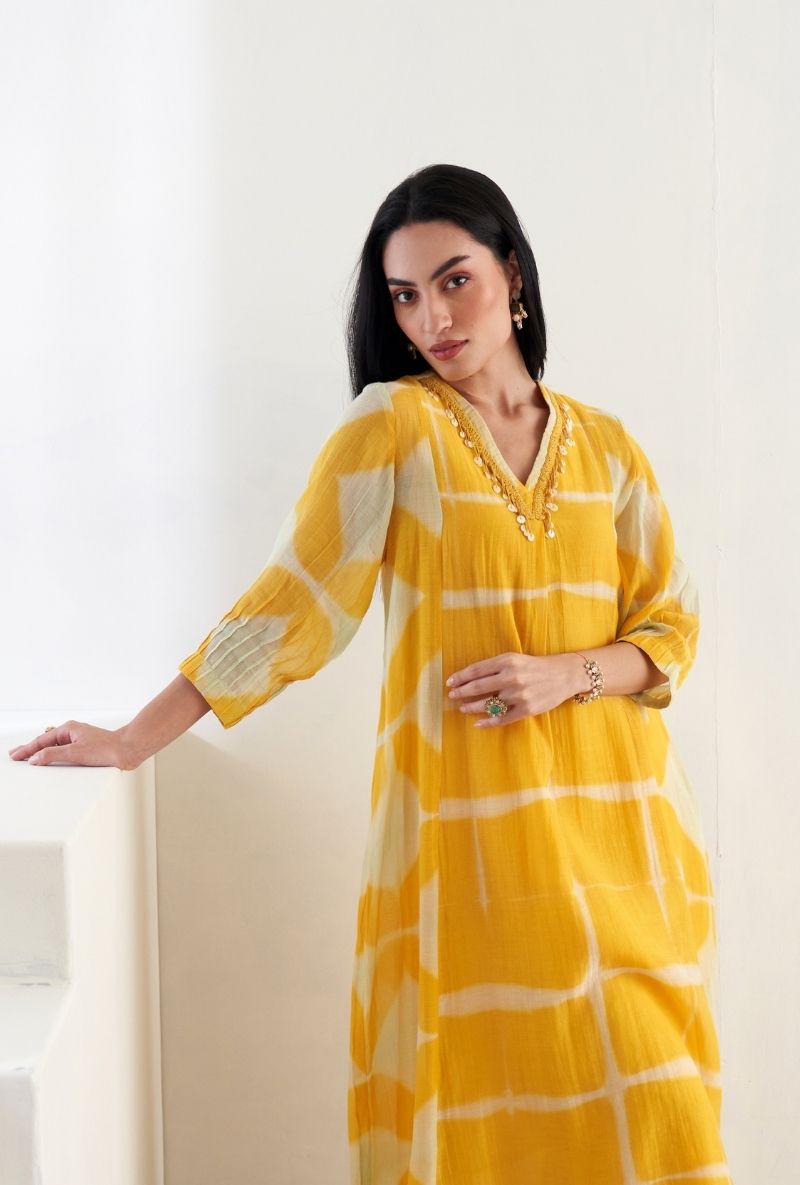 Yellow Clamp Dye Ruhi 2.0 Kurta Set