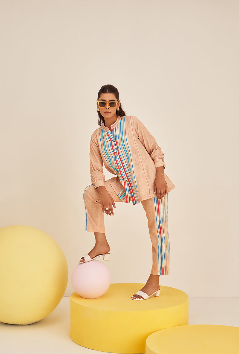 Beige Multi Stripe Bella Co-ord Set