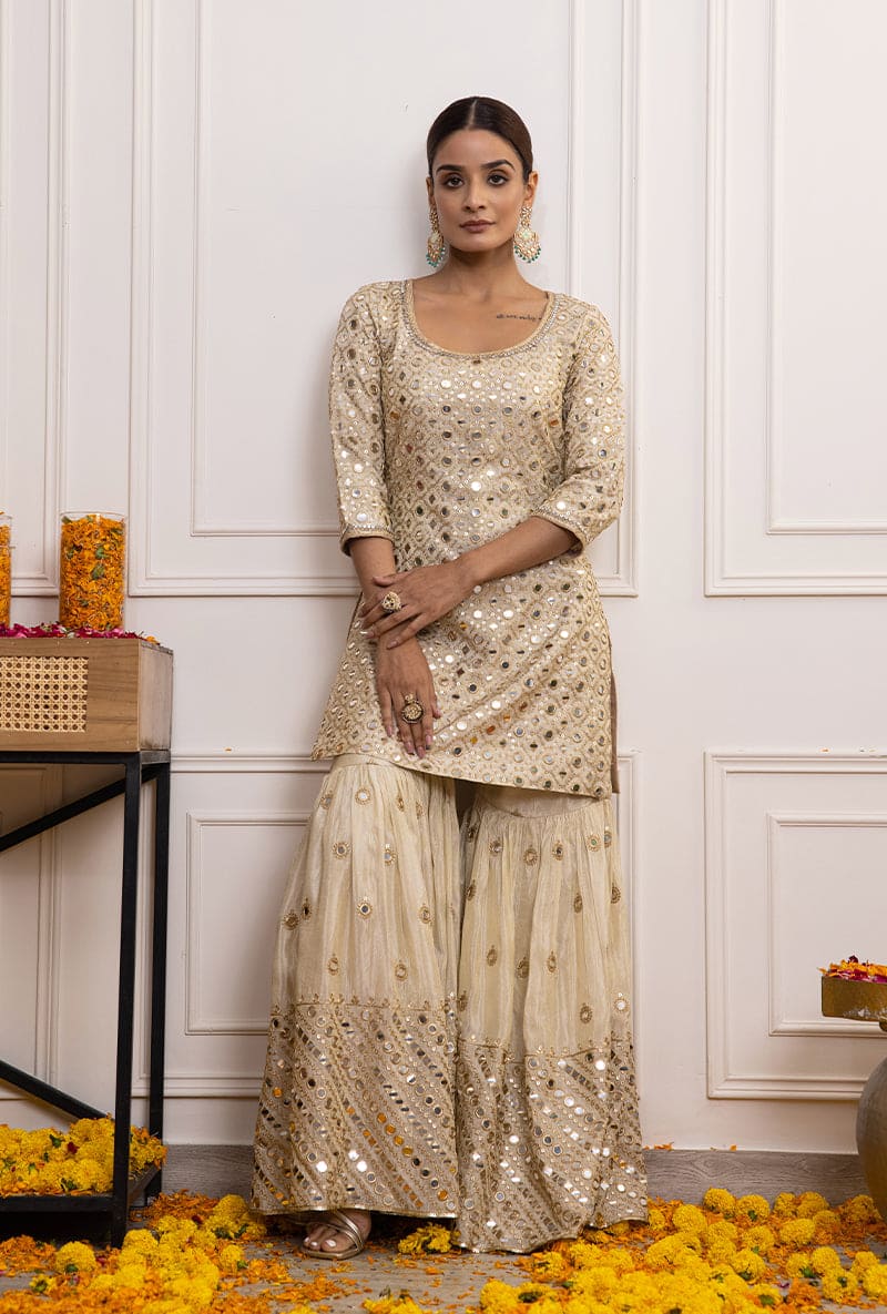 Sumaya Dalmia In Ivory Mirror Hoor Gharara Set