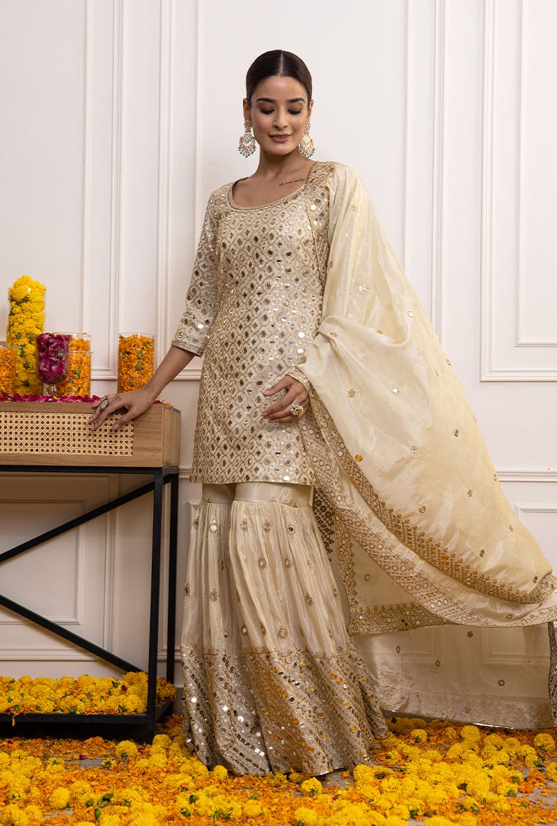 Sumaya Dalmia In Ivory Mirror Hoor Gharara Set