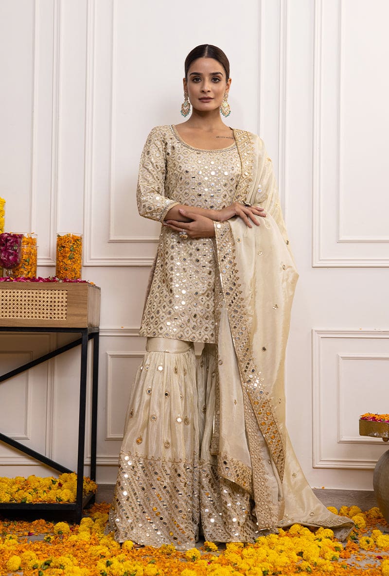 Sumaya Dalmia In Ivory Mirror Hoor Gharara Set