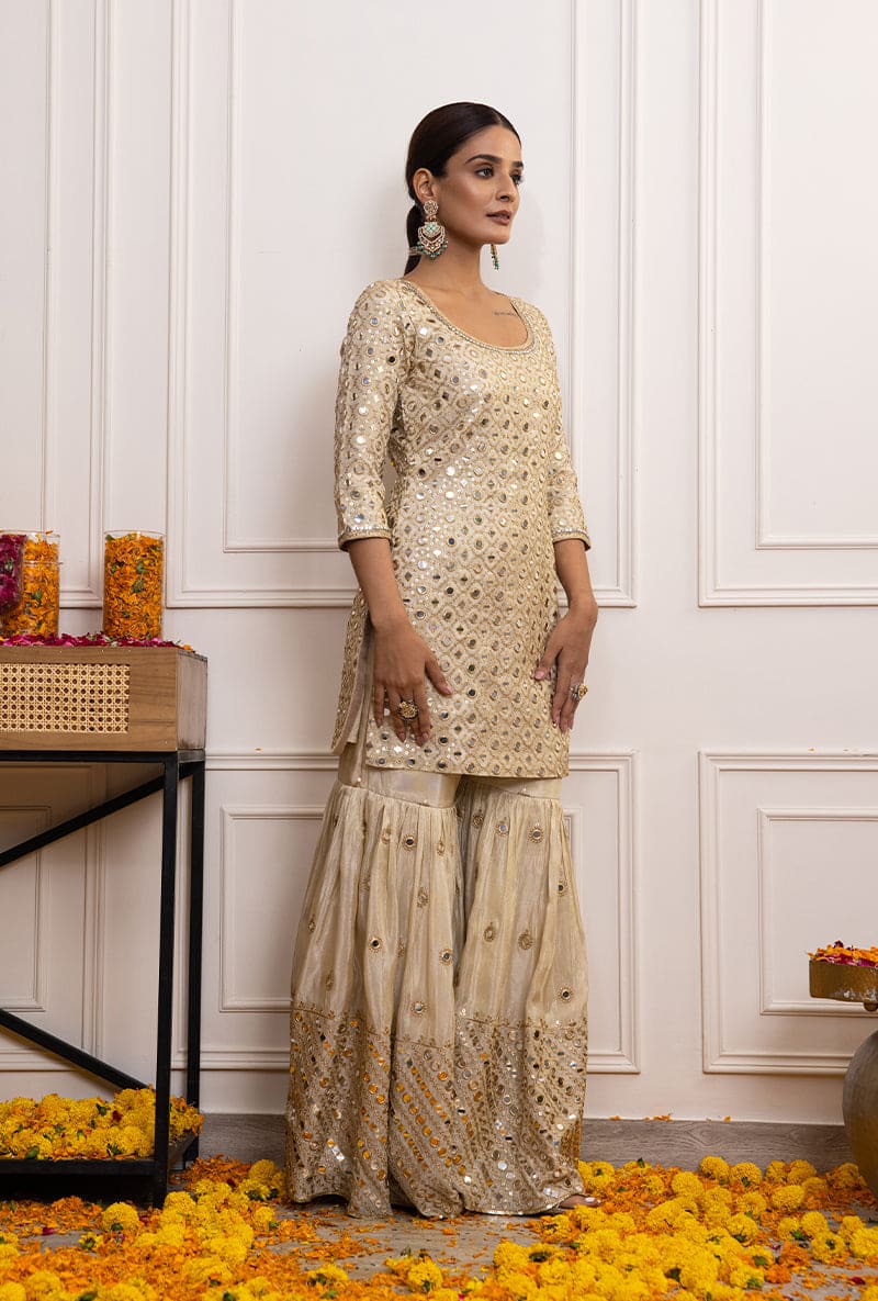 Sumaya Dalmia In Ivory Mirror Hoor Gharara Set