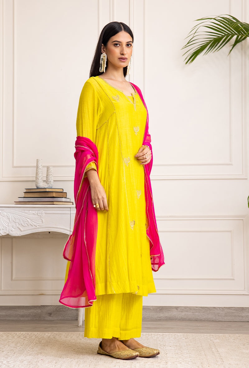 Lime Green Chandbali Soha Kurta Set