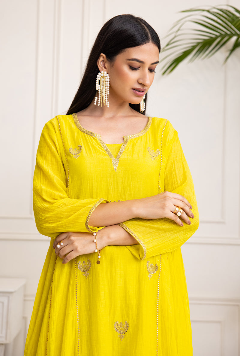 Lime Green Chandbali Soha Kurta Set