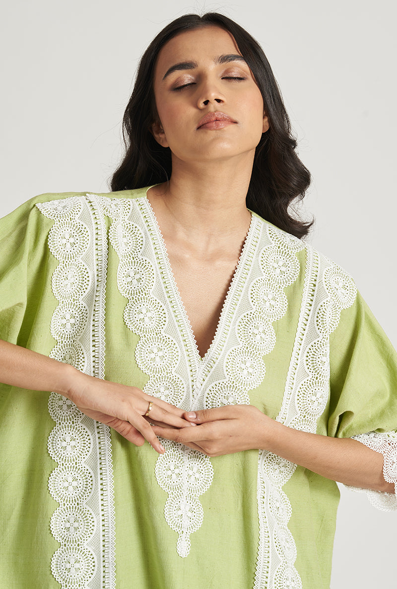 Lime Green Kaaftan Nia Laila Kurta Set