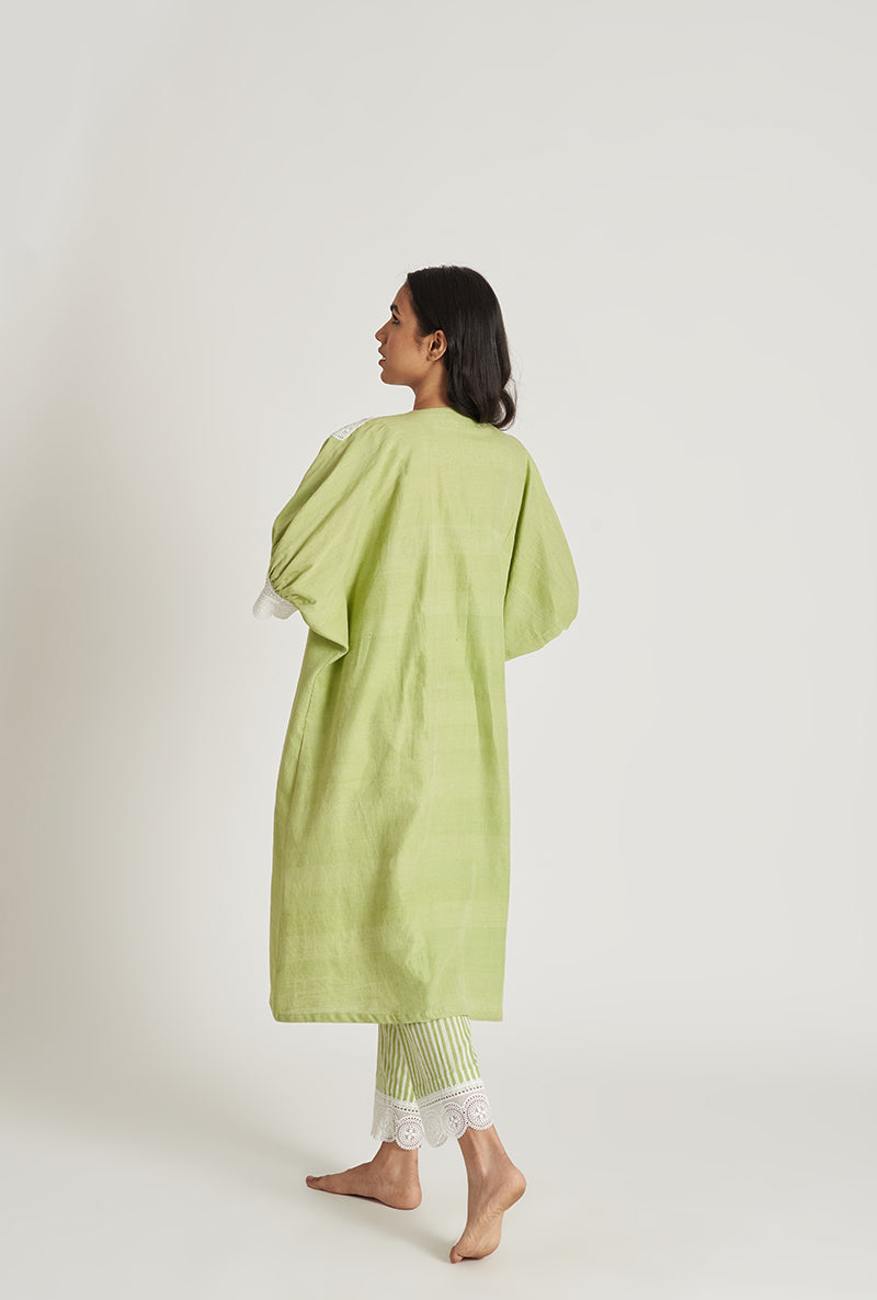 Lime Green Kaaftan Nia Laila Kurta Set