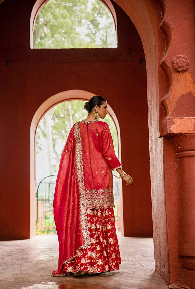 Rani Pink Scallop Banarsi Hoor 3.0 Gharara Set