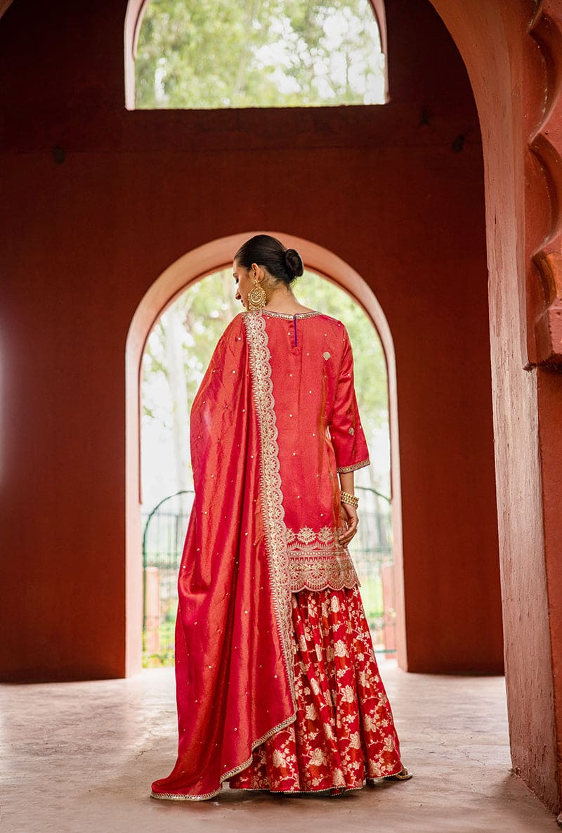 Rani Pink Scallop Banarsi Hoor 3.0 Gharara Set