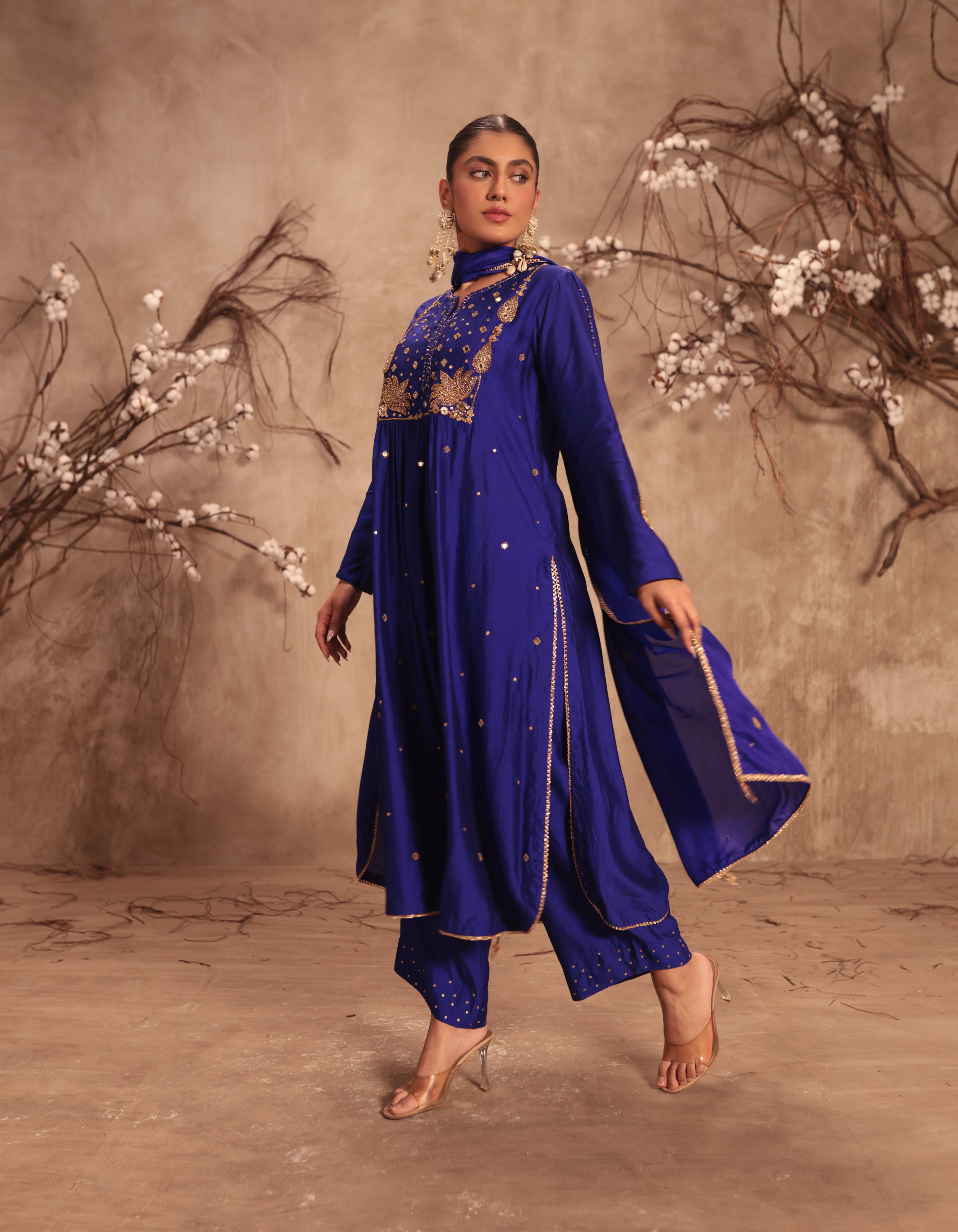 Indigo Frockstyle Rani Kurta Set