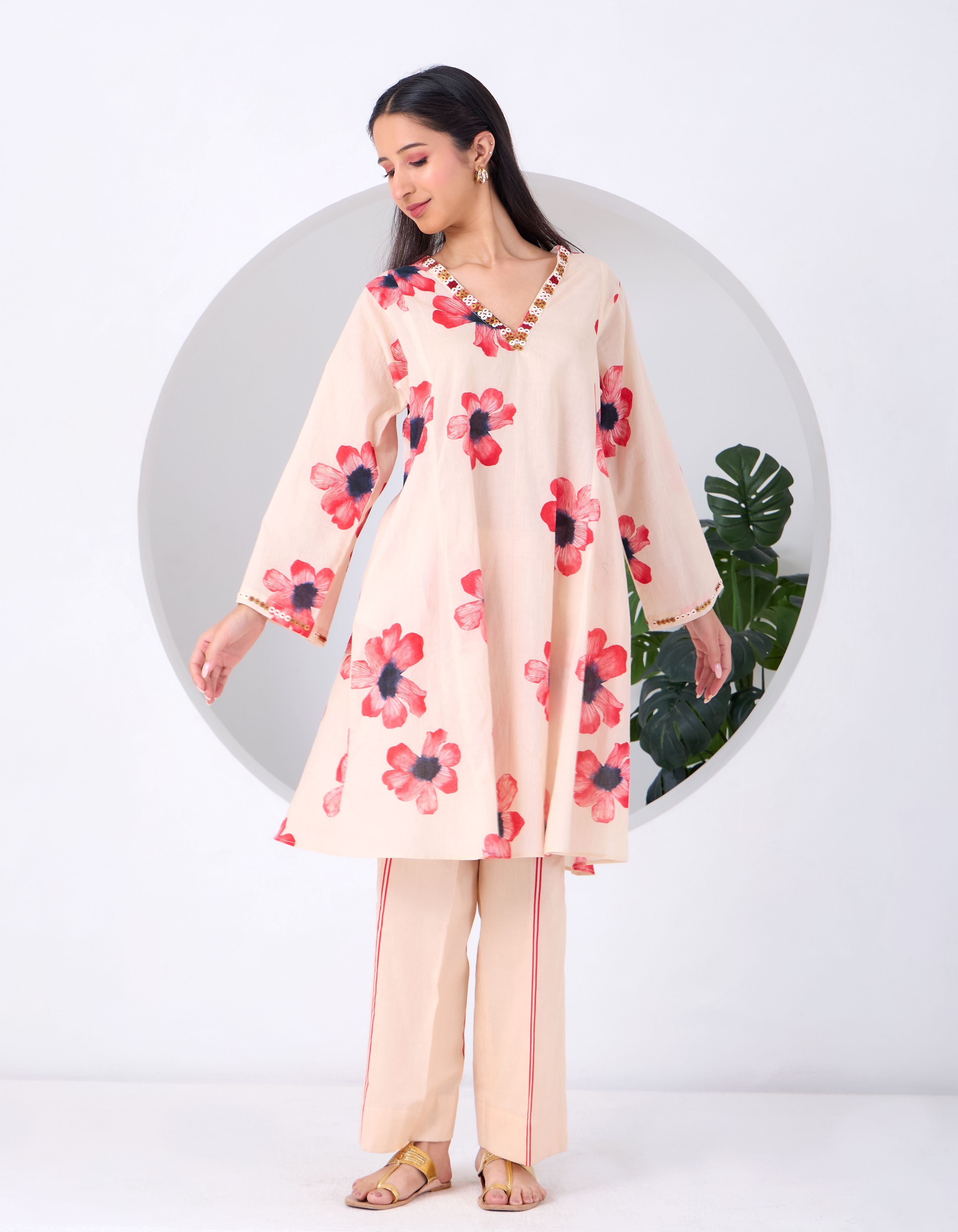 Peach Cornflower June Co-ord Set