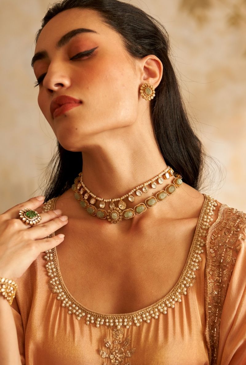 Baby Pink Scallop Edges Rumi Gharara Set