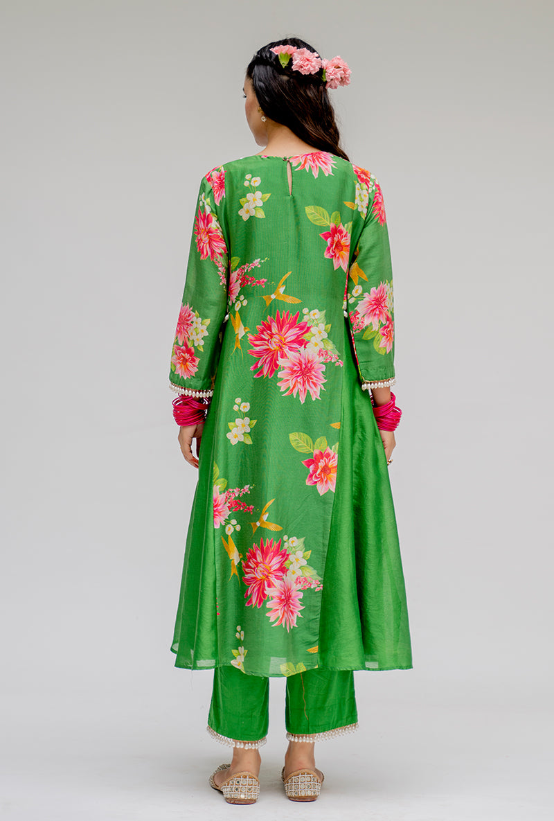Green Printed Side Panel Nyra Kurta Set