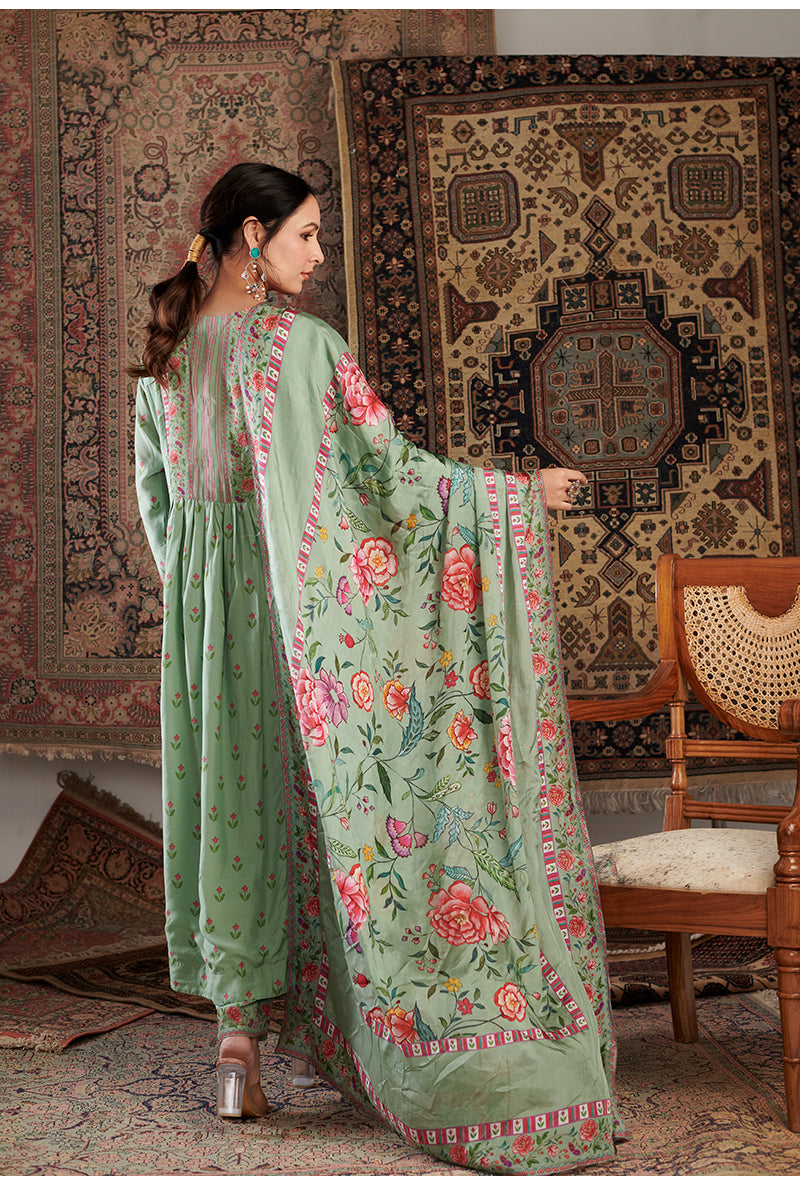 Mint Green Gul Embroidered Aalam Kurta Set