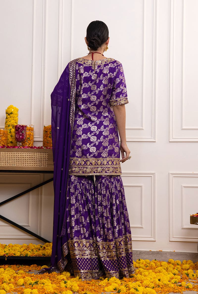 Purple Banarsi Hoor Gharara Set