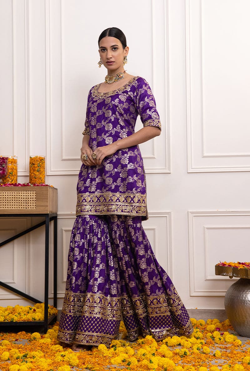 Purple Banarsi Hoor Gharara Set