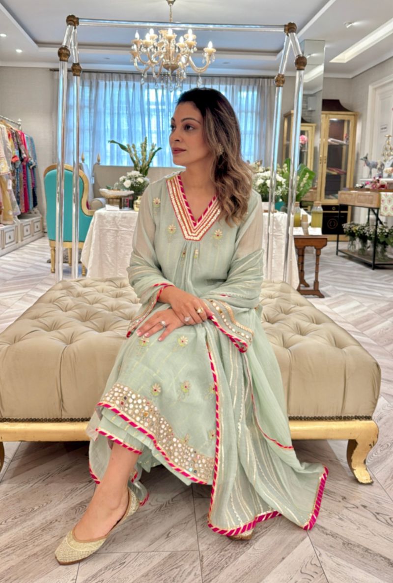 Meghna Nayyar in Aqua Gota & Resham Buti Morbagh Kurta Set