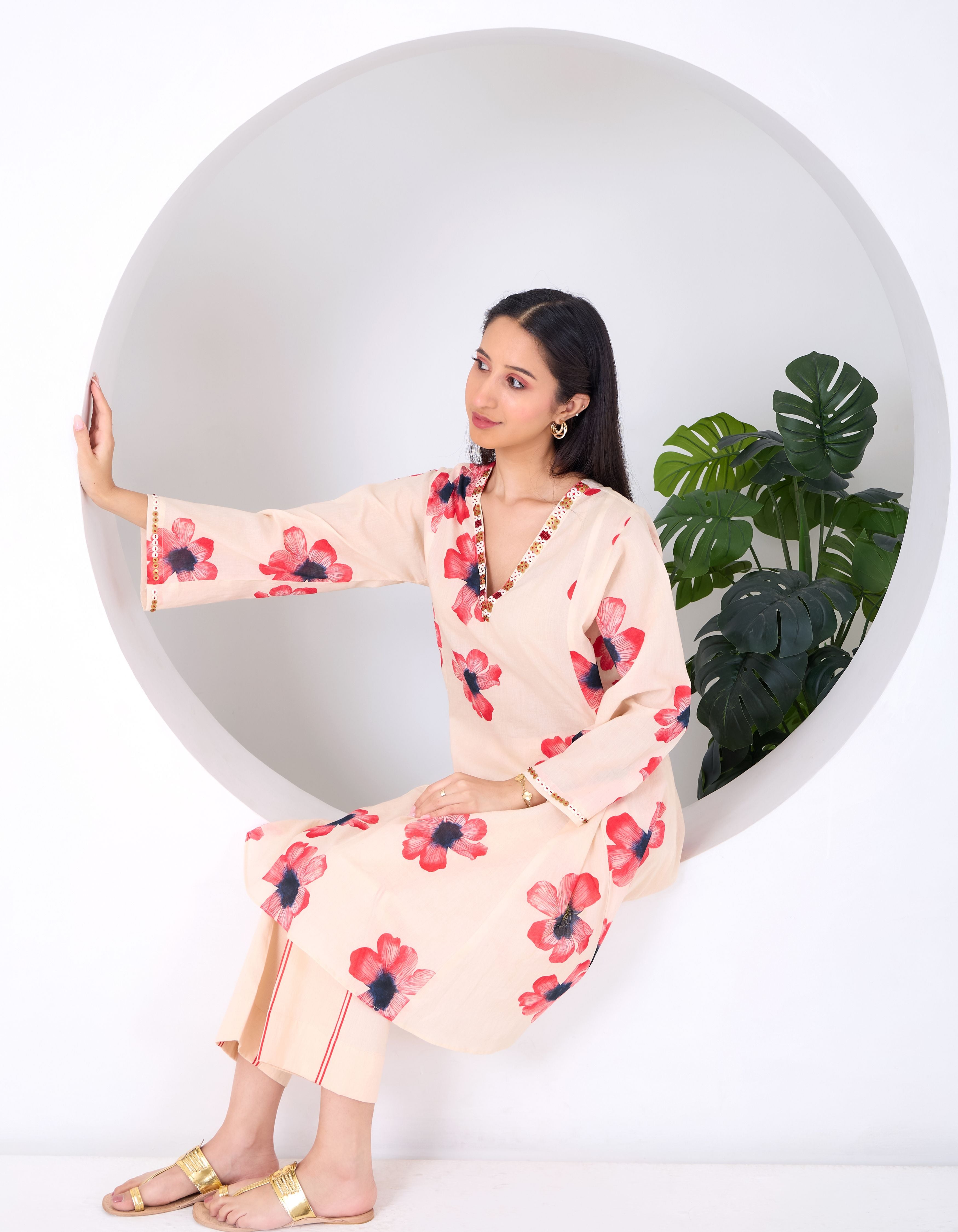 Peach Cornflower June Co-ord Set