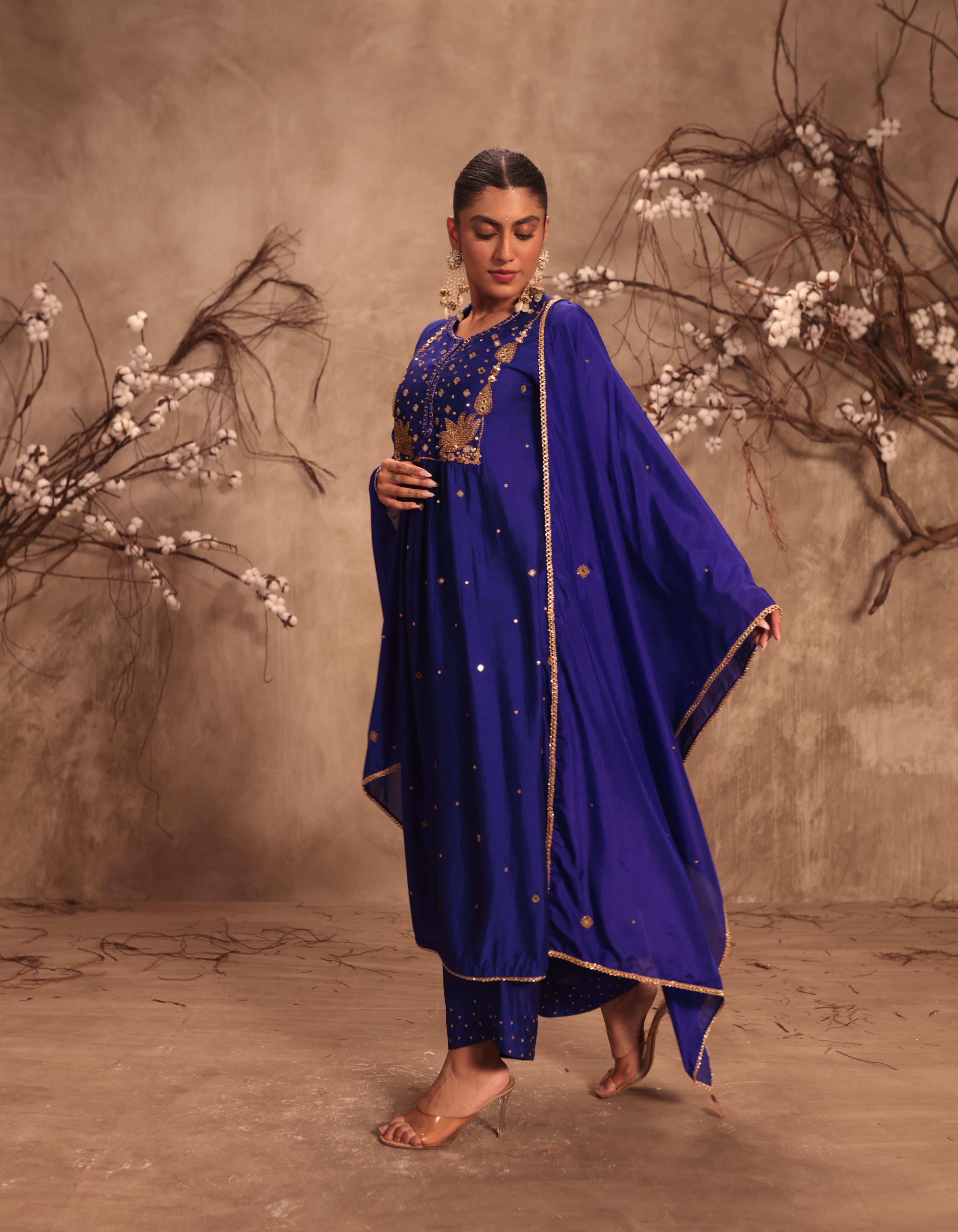 Indigo Frockstyle Rani Kurta Set