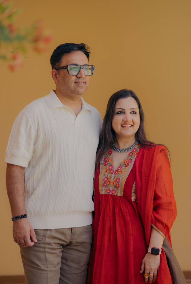 Madhuri Grover in Red Thread Work Tissue Yoke Ruhi Kurta Set