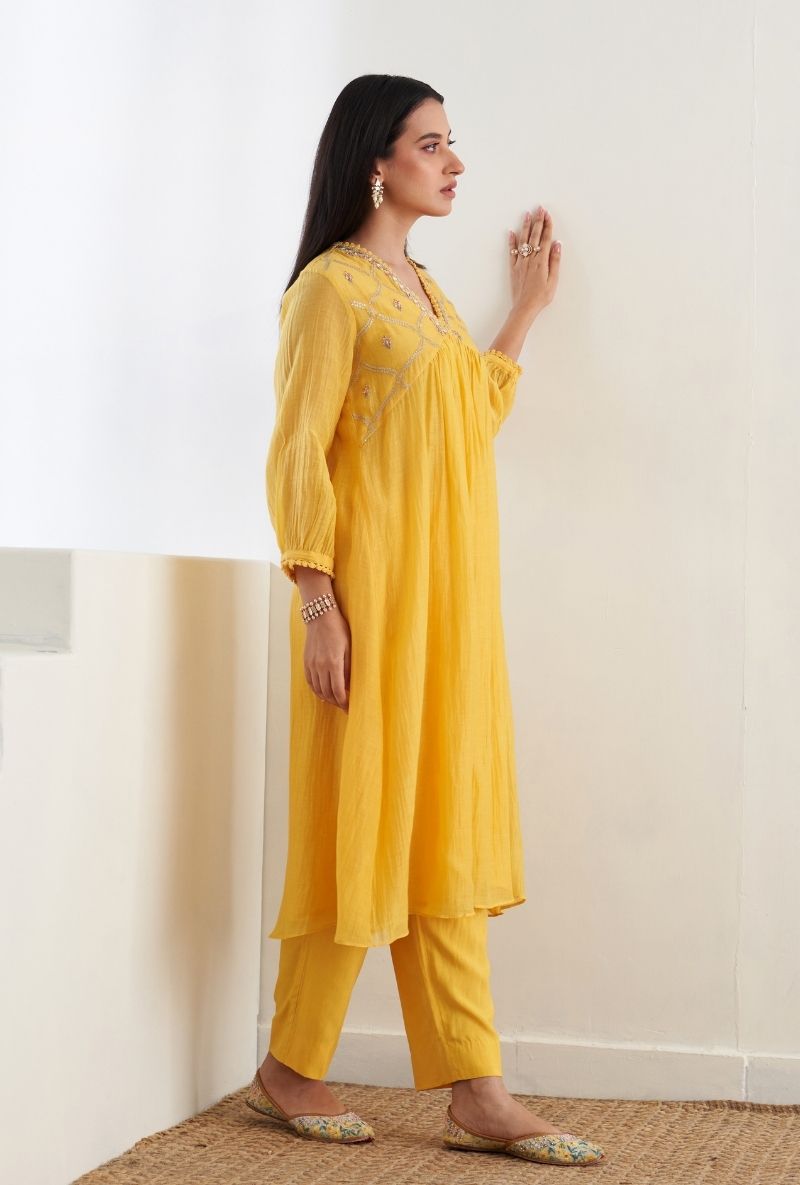 Yellow Empire Line Ruhi 2.0 Kurta Set