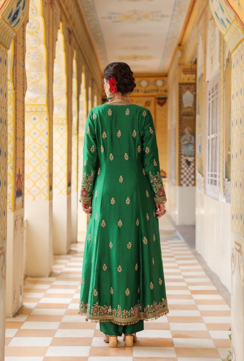 Green Jacket Mehfil Anarkali Set