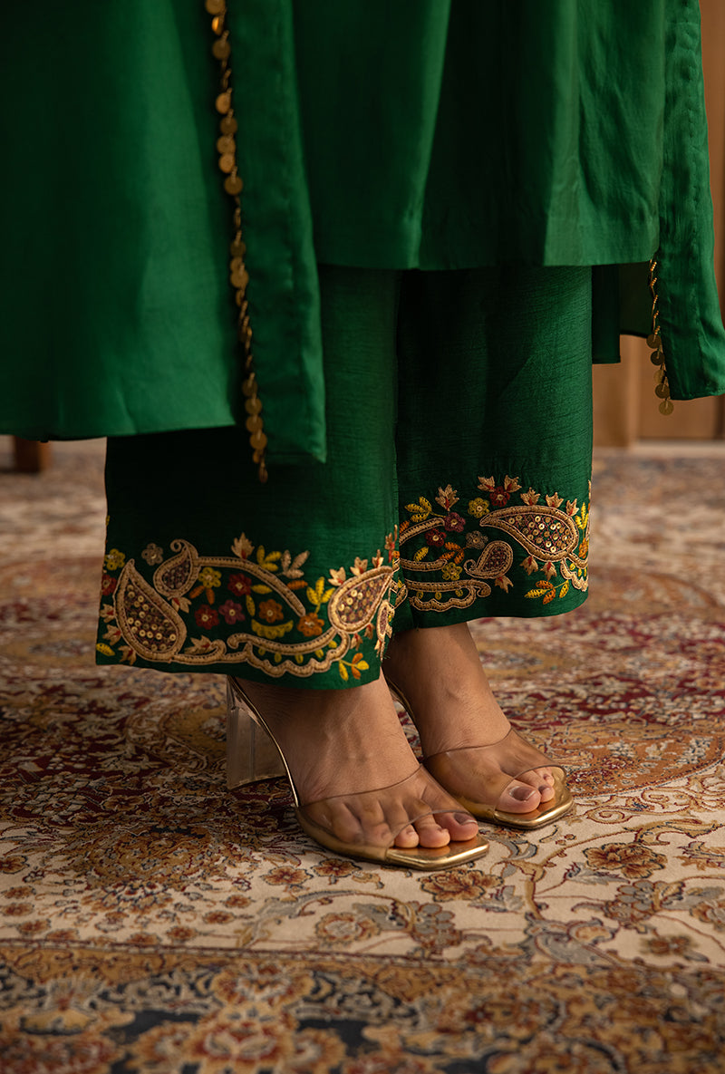 Green Heavy Jacket Masakali Kurta Set