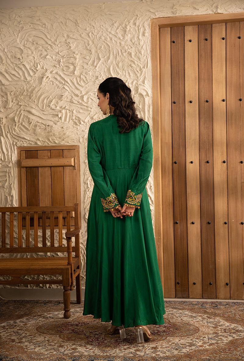 Green Heavy Jacket Masakali Kurta Set