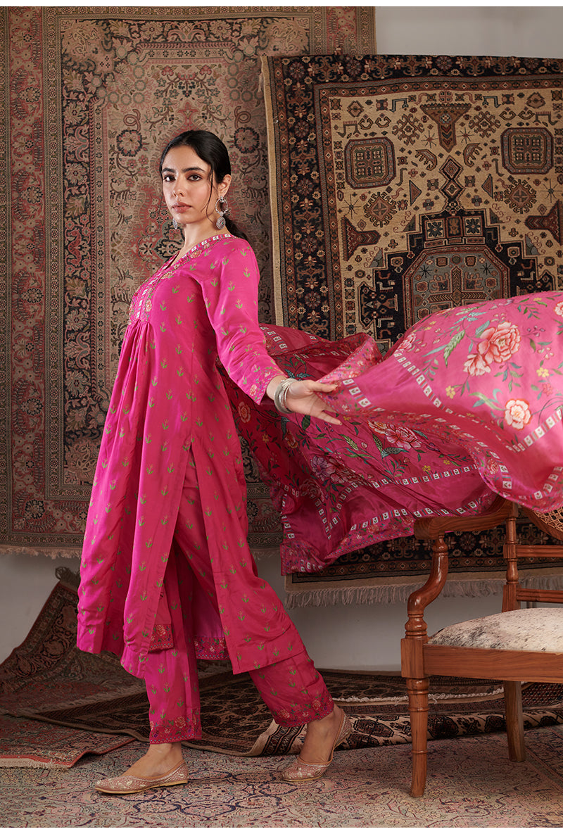 Hot Pink Gul Embroidered Aalam Kurta Set