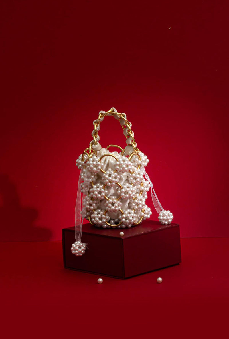 Leila Pearl Gold Ring Bucket Bag