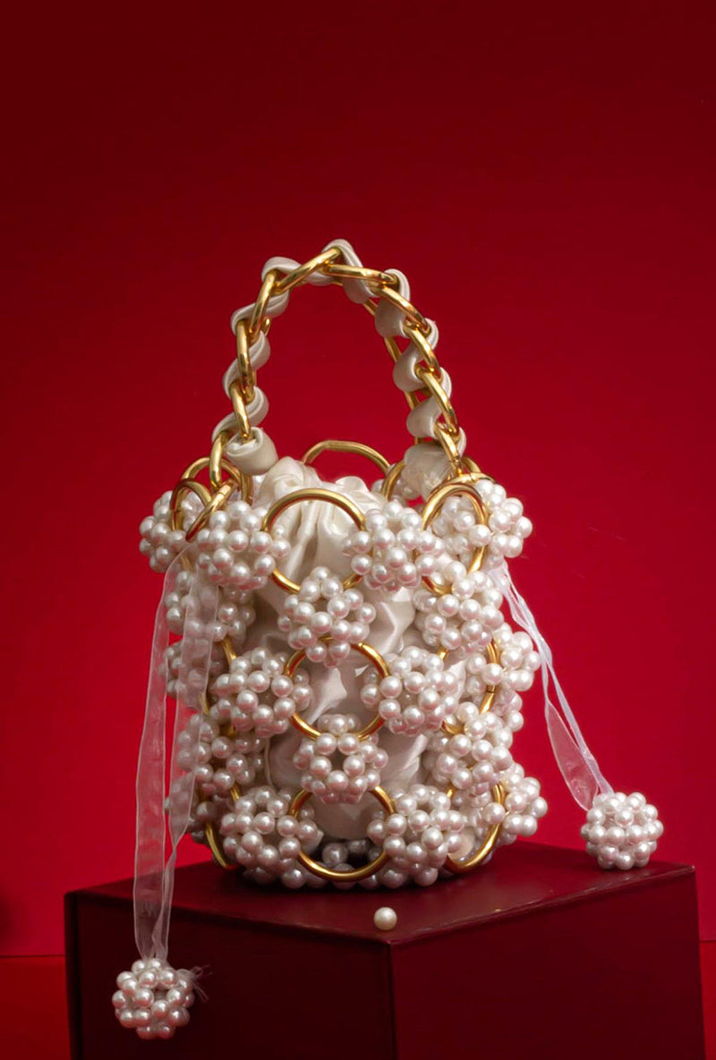 Leila Pearl Gold Ring Bucket Bag
