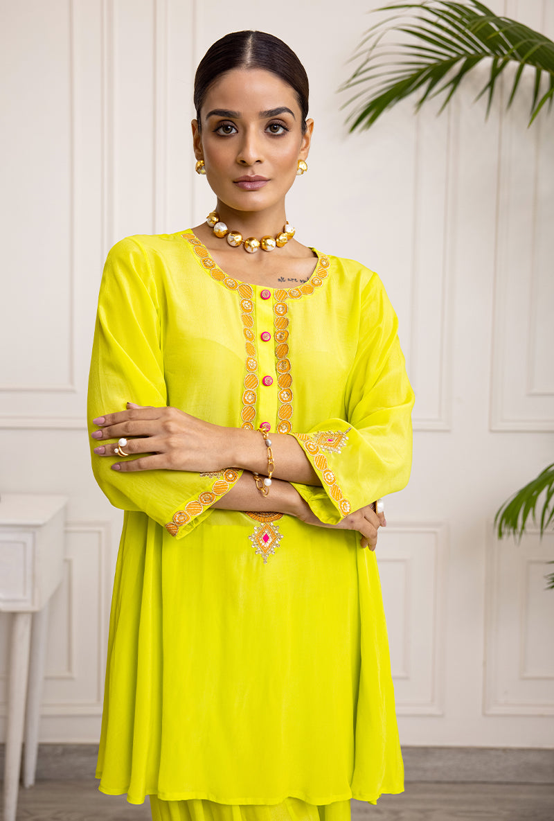 Lime Green Spiral Soha Salwar Set