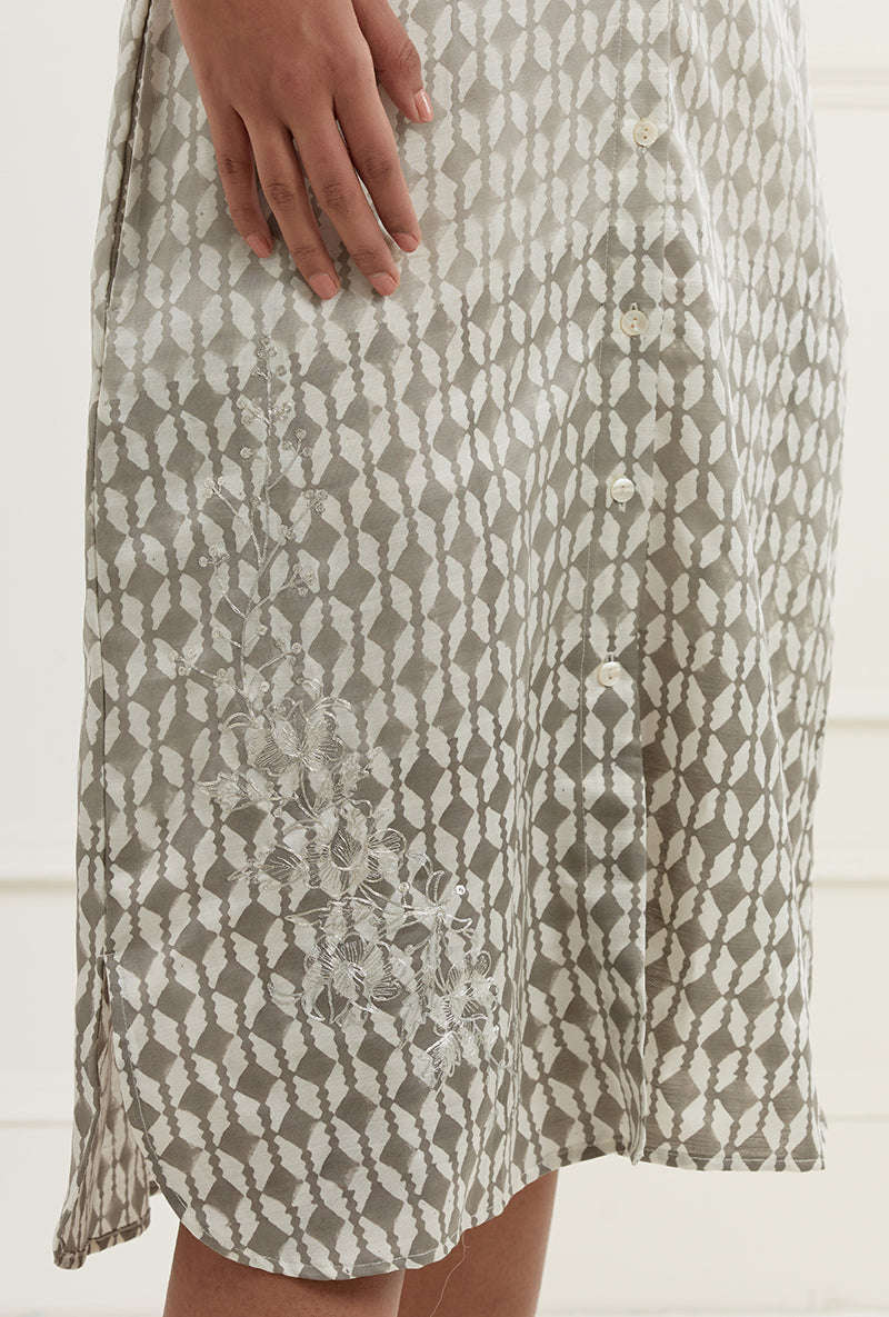 Yellow Grey Ombre Block Print Sehar Shirt Dress