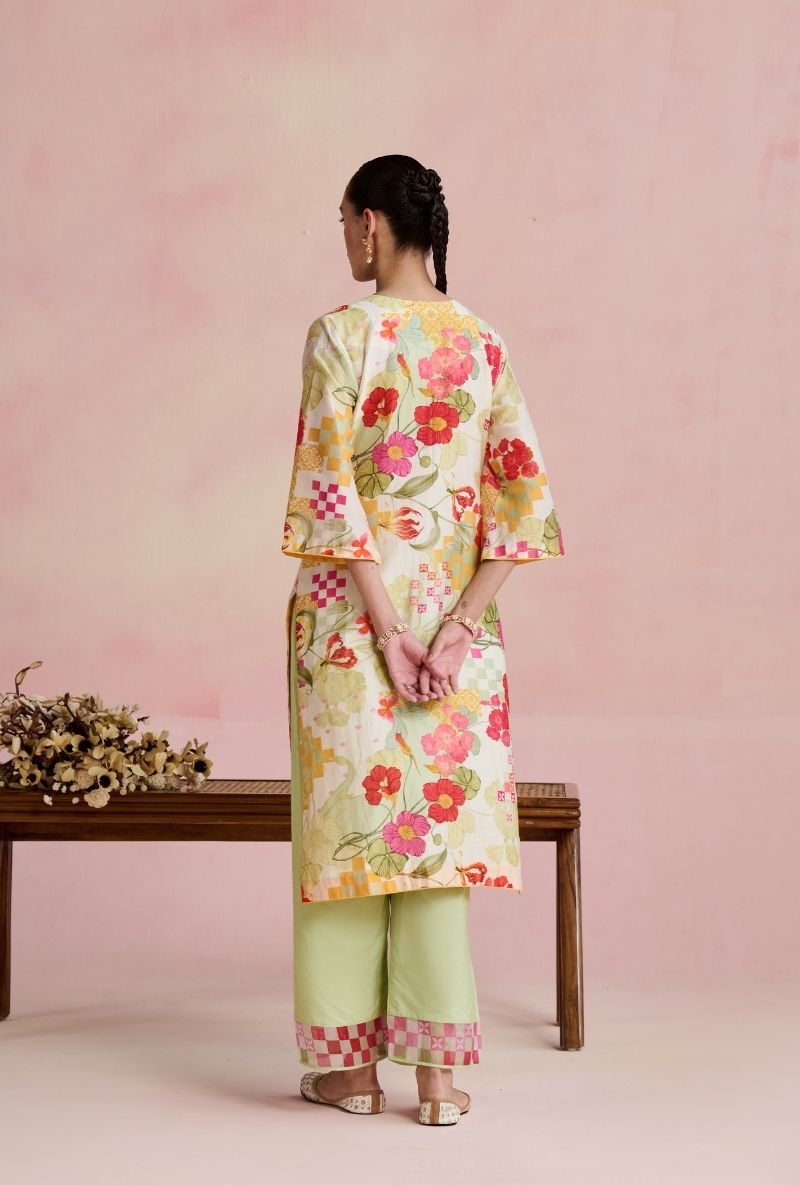 Multi Color Heavy Embroidered Yoke Amara Kurta Set