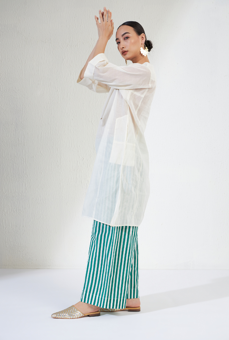 Off White Coin Work Farah Olivia Kurta Set