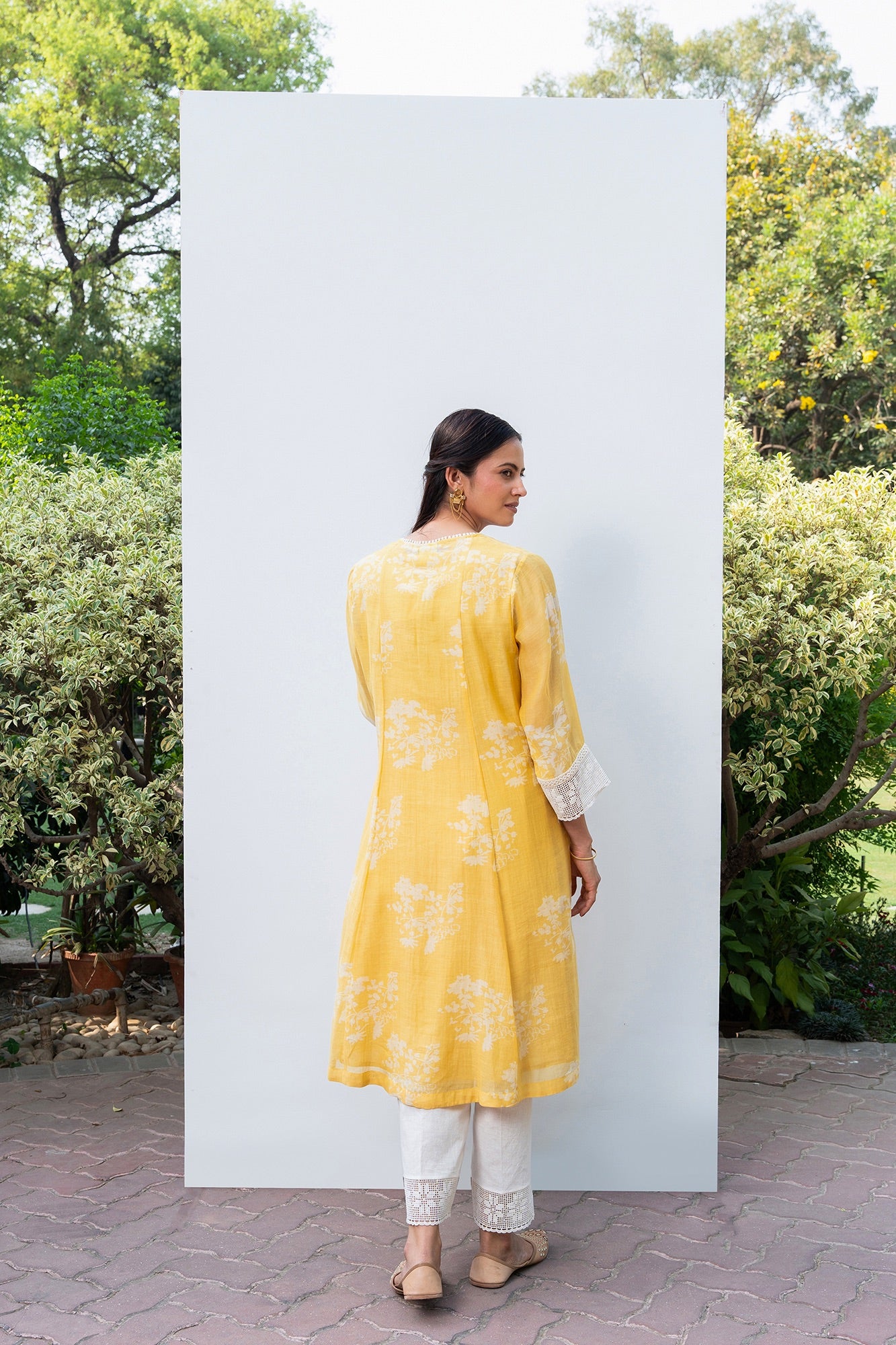 Yellow Gathered Chanderi Kiki Kurta Set