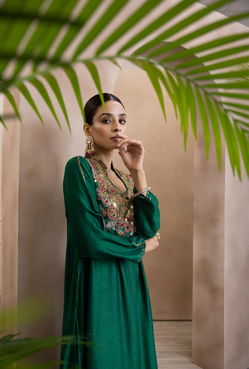 Green Paisley Matka Adhira Kurta Set