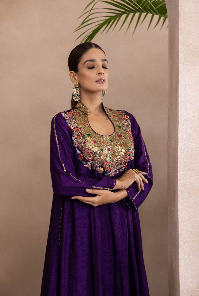 Purple Paisley Matka Adhira Kurta Set