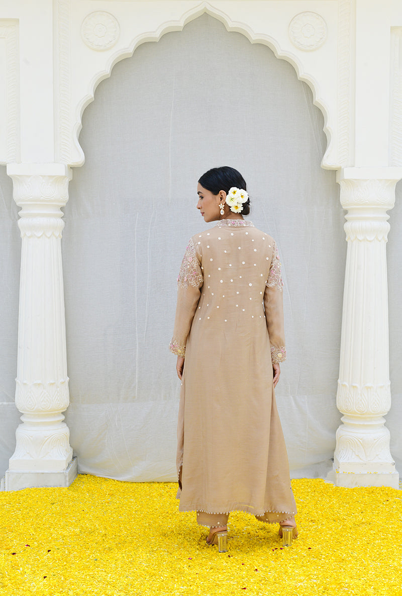 Beige Frockstyle Izra Kurta Set