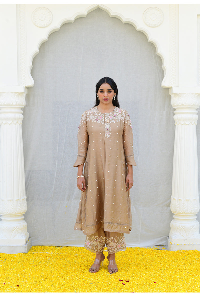 Beige Light Long Izra Kurta Set