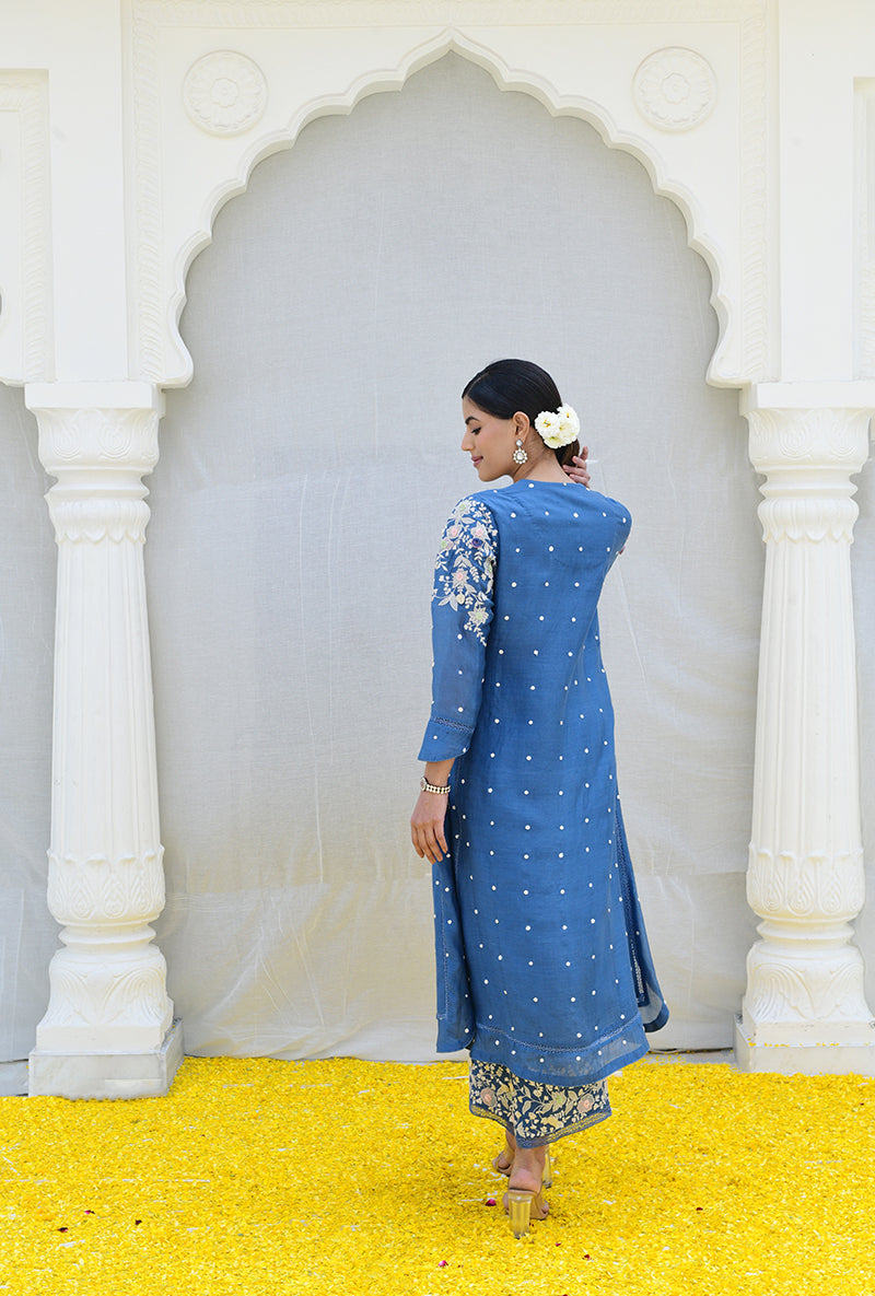 Blue Light Long Izra Kurta Set