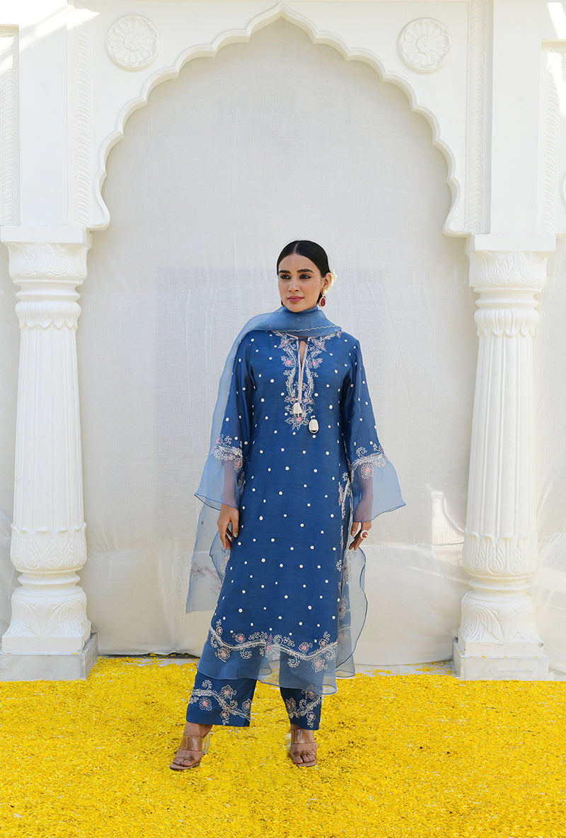 Blue Long Izra Kurta Set