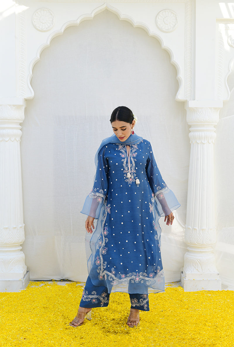 Blue Long Izra Kurta Set