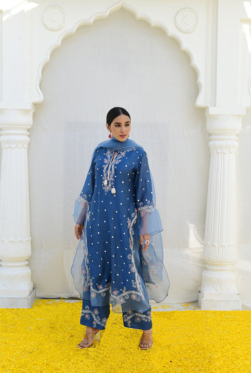 Blue Long Izra Kurta Set